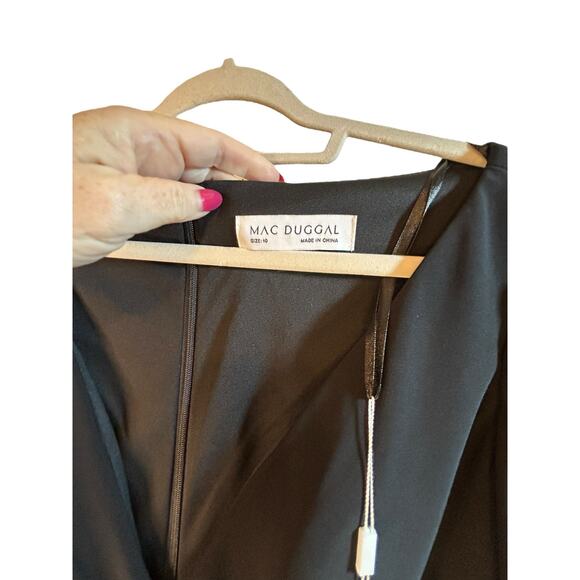 NWT - IEENA for Mac Duggal Black Embellished Faux Wrap Jersey Gown - Size 10 - Picture 15 of 16